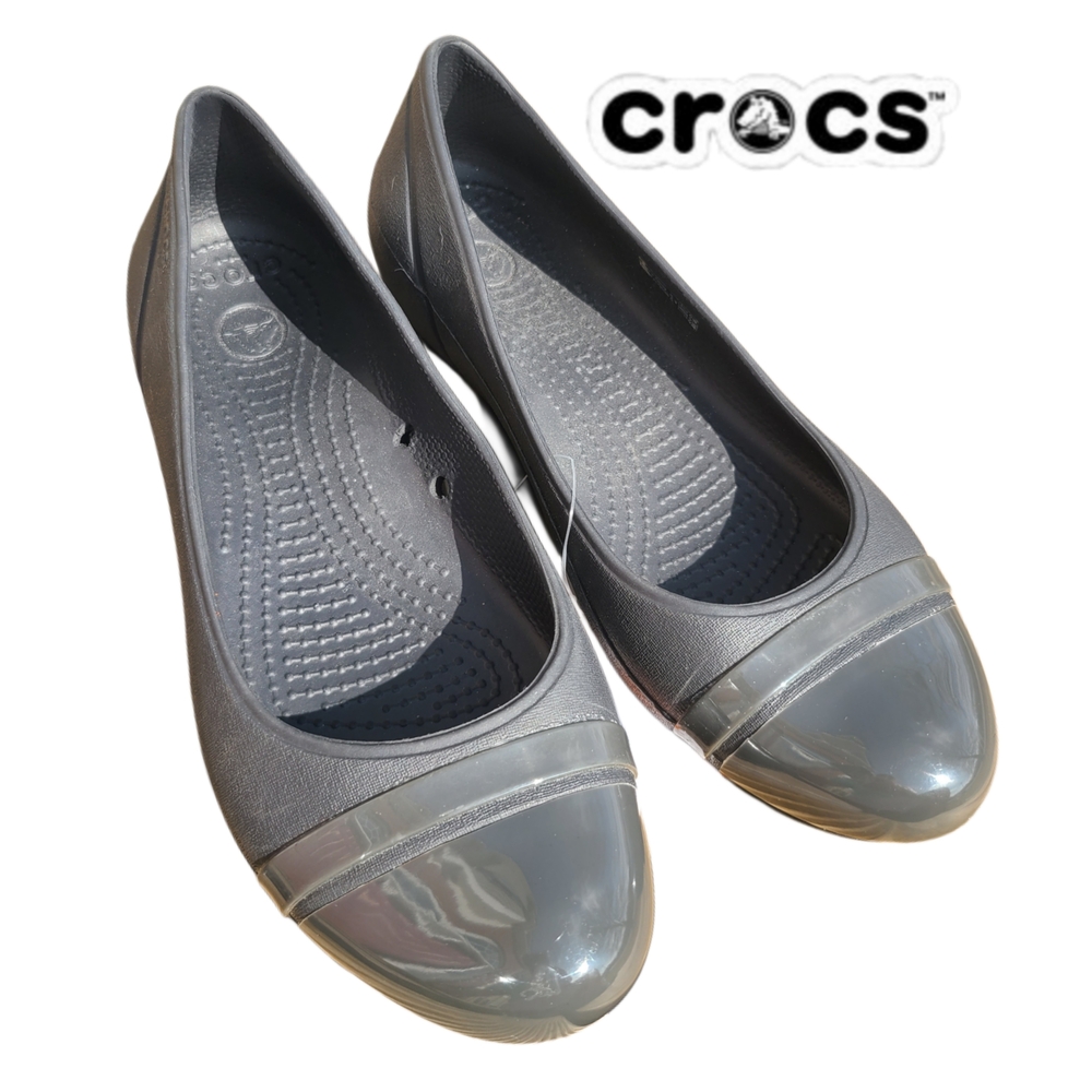CROCS Women's Graphite Cap Toe Flats Discontinued Style NWT